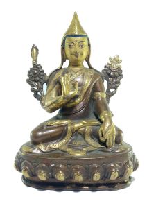  Old Stock , Tibetan Statue of Tsongkhapa, Patly Gold Plated and Painted Face , Last Piece