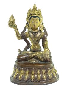  Old Stock , Tibetan Statue of Bodhisattva, Patly Gold Plated and Painted Face , Last Piece