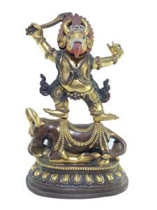  Old Stock , Tibetan Statue of Yamantaka, Patly Gold Plated and Painted Face , Last Piece