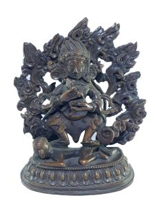  Old Stock , Tibetan Statue of Mahakala 2 arms , Chocolate Oxidized , Last Piece