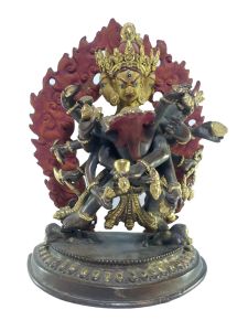  Old Stock , Tibetan Statue of Chakrasambara, Patly Gold Plated and Painted Face , Last Piece