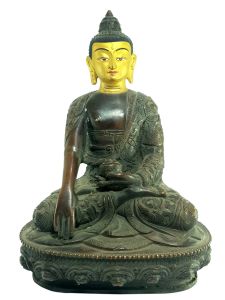  Old Stock Statue of Shakyamuni Buddha with hand Carving Oxidized , Painted Face Last Piece 