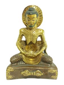  Old Stock Statue of Fasting buddha Partly Gold Plated , Painted Face