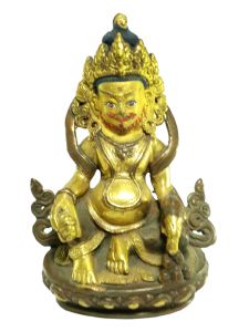  Old Stock Statue of Yellow Jambhala Partly Gold Plated , Painted Face
