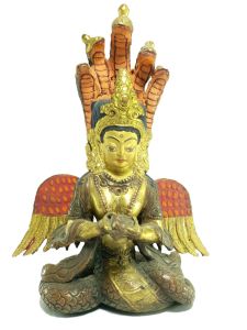  Old Stock Statue of Naga Kanya Partly Gold Plated , Painted Face