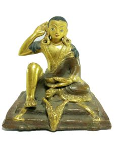  Old Stock Statue of Milarepa Partly Gold Plated , Painted Face, Last Piece 