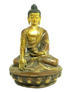  Old Stock Statue of Shakyamuni Buddha Partly Gold Plated , Painted Face, Last Piece 