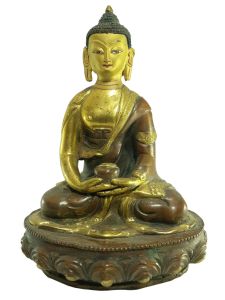  Old Stock Statue of Amitabha Buddha Partly Gold Plated , Painted Face, Last Piece 
