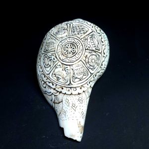Tibetan Conch Shell with Eight auspicious Symbols Hand Carved 