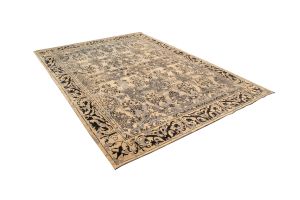 Nepali Handmade Woolen Abstract Carpet , 100knots , Color Code Grey + Silk 