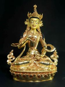Statue of Vajrasattva Full Gold Plated , Painted Face