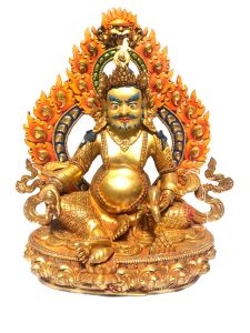  Monastery Quality Statue of Yellow Jambala, Full Gold Plated , Painted Face 
