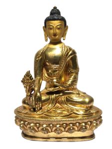  Monastery Quality Statue of Medicine Buddha , Full Gold Plated , Painted Face 