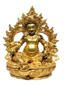  Monastery Quality Statue of Yellow Jambala , Full Gold Plated , Painted Face 