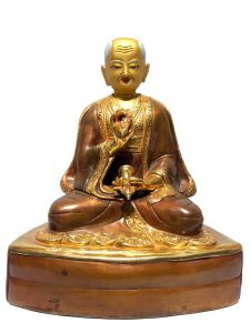  Monastery Quality Statue of guru , Partly Gold Plated , Painted Face 
