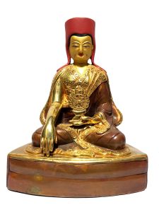  Monastery Quality Statue of guru Partly Gold Plated , Painted Face 