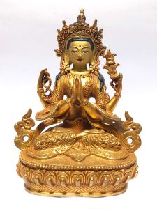  Monastery Quality Statue of Chenrezig , Full Gold Plated , Painted Face 