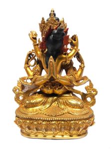  Monastery Quality Statue of Chenrezig Shakti , Full Gold Plated , Painted Face 