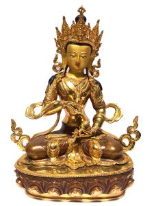 Monastery Quality Buddhist Statue of Vajrasattva Full Fire Gold plated , Painted Face 