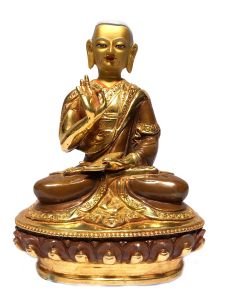  Monastery Quality Buddhist Statue of Disciple Full Fire Gold plated , Painted Face 