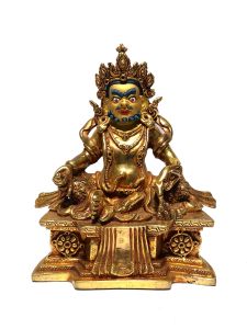  Monastery Quality Buddhist Statue of Yellow Jambala Full Fire Gold plated , Painted Face 
