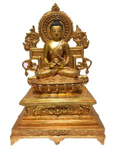  Monastery Quality Buddhist Statue of Amitabha Buddha Full Fire Gold plated , Painted Face 