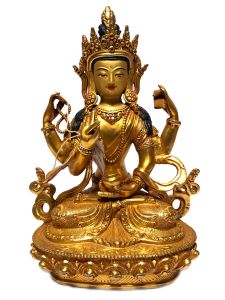  Monastery Quality Buddhist Statue of Prajnaparamita Full Fire Gold plated , Painted Face 