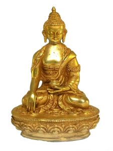 Nepali Small Statue Of Shakyamuni Buddha, Full Gold Plated 