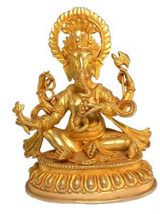 Nepali Small Statue Of Ganesh, Full Gold Plated 
