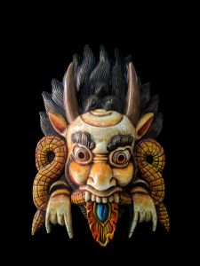Handmade Wooden Mask Of Chephy, Painted white 