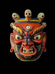 Handmade Wooden Mask Of Mahakal, Painted 