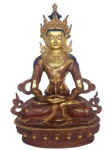 Statue of Aparmita Amitayus, Partly Gold Plated Painted Face 