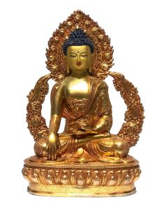  Monastery Quality Statue Of Shakyamuni Buddha, Fire Full Gold Plated , with Painted Face