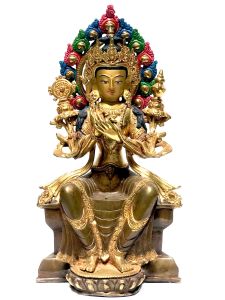  Monastery Quality Statue Of Maiterya Buddha, Partly Gold Plated , with Painted Face