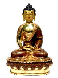  Monastery Quality Statue Of Amitabha Buddha, Partly Gold Plated , with Painted Face
