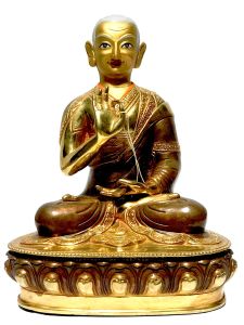  Monastery Quality Statue Of Lama, Partly Gold Plated , with Painted Face