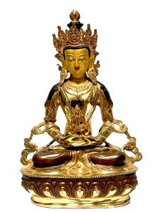  Monastery Quality Statue Of Amitayus, Partly Gold Plated , with Painted Face