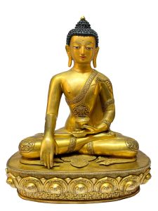 Nepali Statue Of Buddha, Full Gold Plated 