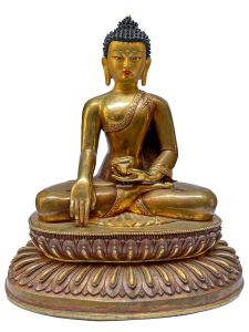  Old Stock , Nepali Statue Of Shakyamuni Buddha, Copper Gold Plated 