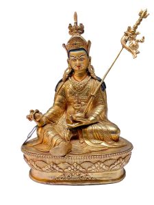 Nepali Statue Of Padmasambhava, Copper Gold Plated 