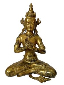 Nepali Statue Of Bodhisattva, Copper Gold Plated , Antique Finishing 