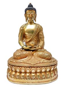 Nepali Statue Of Shakyamuni Buddha, Full Gold Plated , with Deep Carving