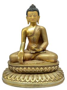 Nepali Statue Of Shakyamuni Buddha, Full Gold Plated 