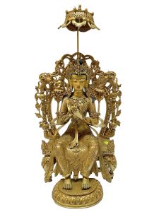 Nepali Statue Of Maitreya, Full Gold Plated , Painted Face