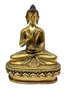 Nepali Statue Of Amoghasiddhi Buddha, Full Gold Plated 