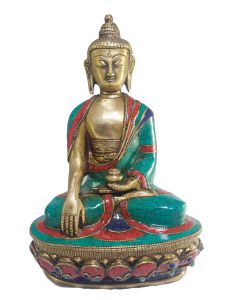 Statue of Shakyamuni Buddha with Real Stone Setting 