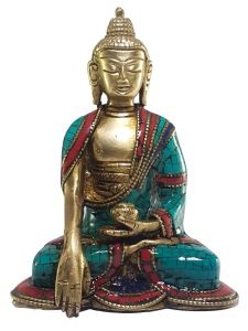 Statue of Shakyamuni Buddha with Real Stone Setting 