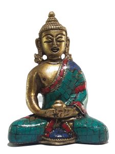 Statue of Amitabha Buddha with Real Stone Setting 