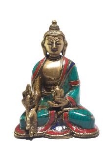 Statue of Medicine Buddha with Real Stone Setting 