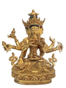 Handmade Nepali Statue Of Ushnisha Vijaya, Full Gold Plated 